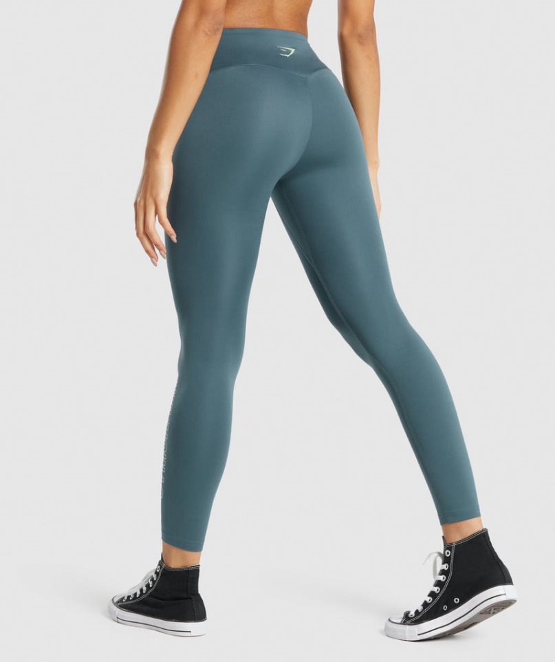 Women's Gymshark Training Graphic Leggings Navy | CA 03187A